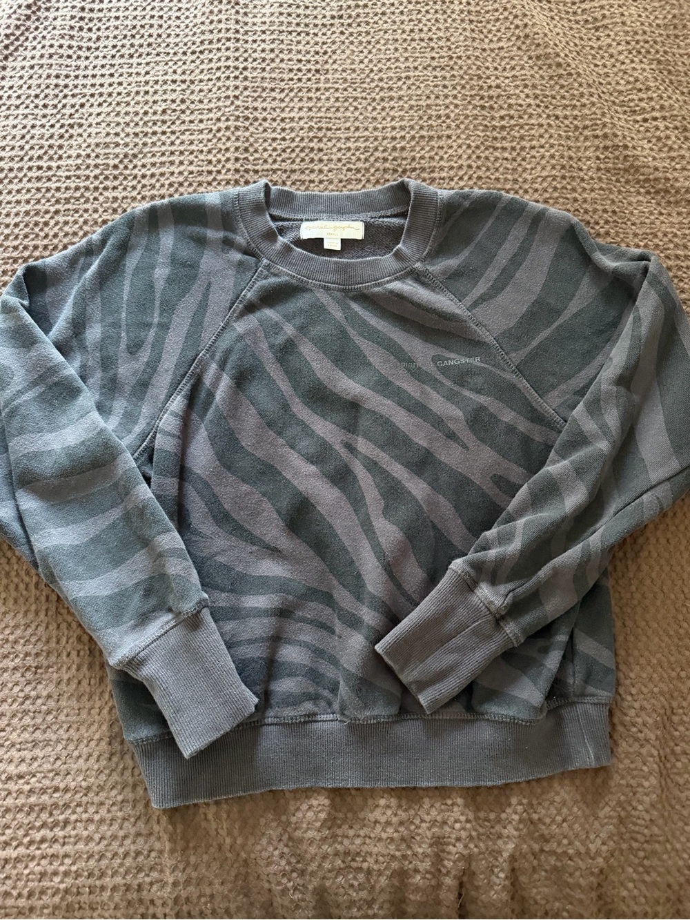Gray Zebra-Print Crewneck Sweatshirt
